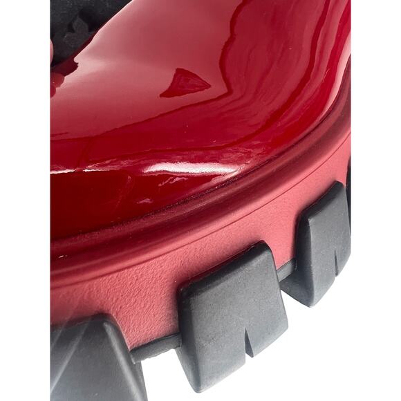 Prada Patent Leather Monolith Booties in Rosso Red - Picture 13 of 16